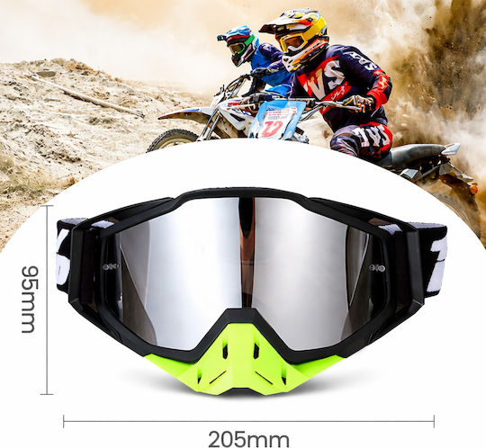 Motorcycle Atv Enduro Cross Goggles Fixato Blue Lens Yellow Black Frame