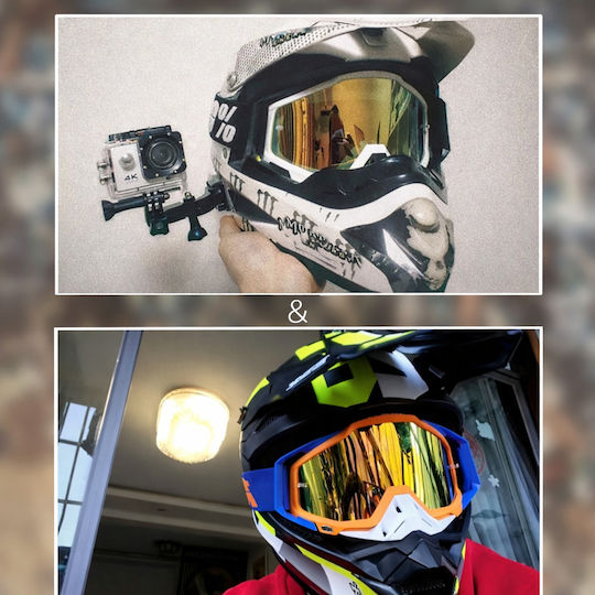 Ochelari Motocicletă Atv Enduro Cross Fixato Lentilă Albastră Cadru Alb Albastru