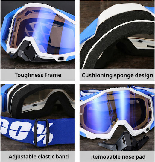 Ochelari De Motocicletă Atv Enduro Cross Fixato Lentilă Aurie Cadru Galben