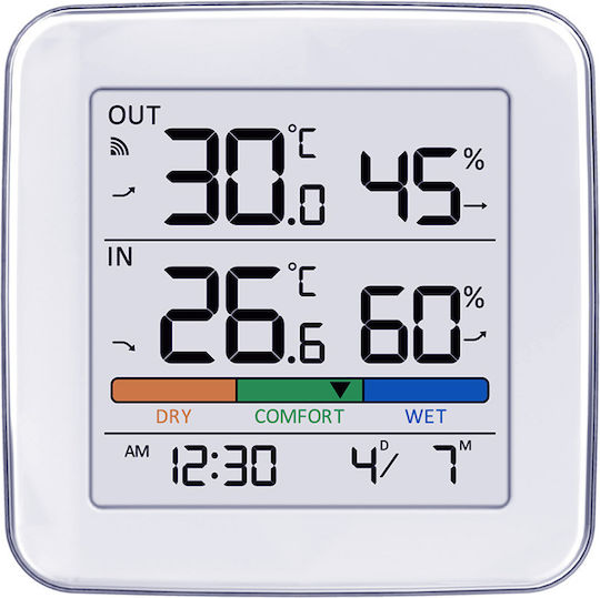 Green Blue GB169 Wireless Digital Tabletop Weather Station White