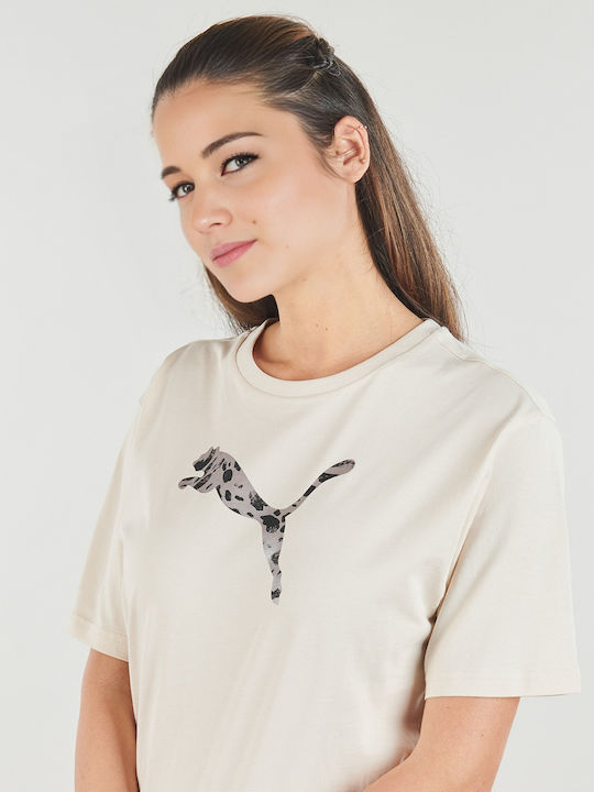 PUMA Ess Graphic T-Shirt Beige