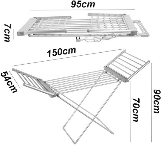 Pliere electric Suport de uscat rufe pardoseală din aluminiu 230W cu lungimea de uscare 12m