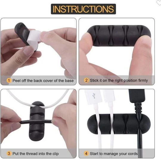 2 Stück Selbstklebende Kabelclips Organisationsclips 5 Positionen Schwarz