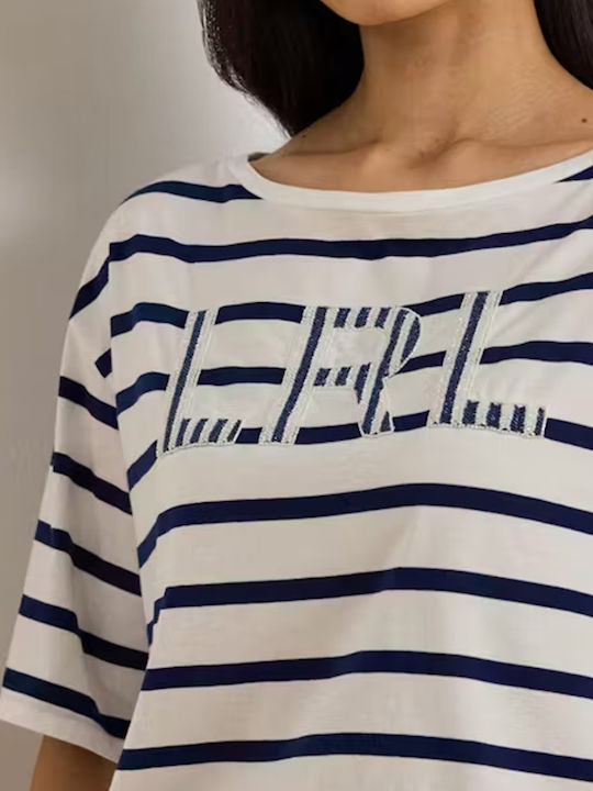 Women's T-shirt Striped Blue/White