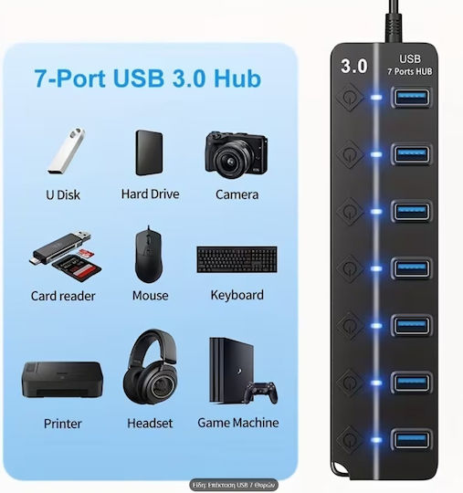 USB-Hub 3.0 7 Anzahl der Anschlüsse Individuelle Schalter Ein/Aus Anzeigeleuchten 5-2342