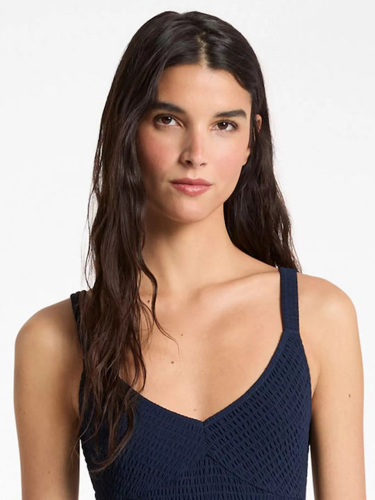 Georgette Maxi Φόρεμα Navy Μπλε