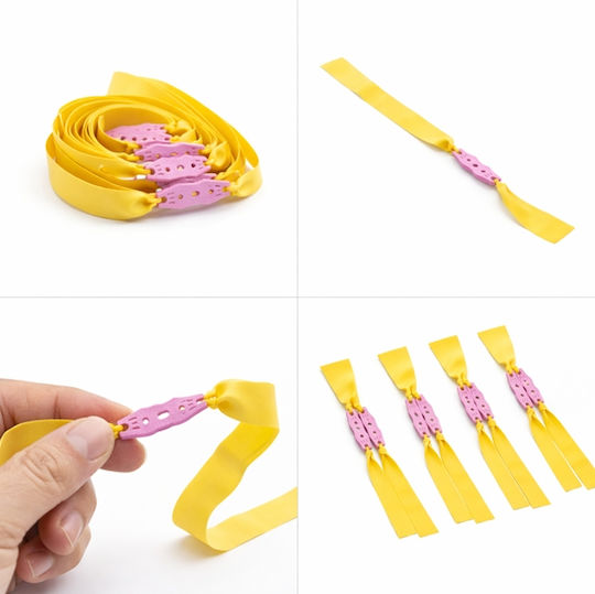 Set 10 Replacement Bands Slingshot Depox Premium Flat Rubber Yellow 0.5 Mm