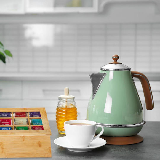 Relaxdays Wooden Brown Tea Box with Lid 23x9x28cm