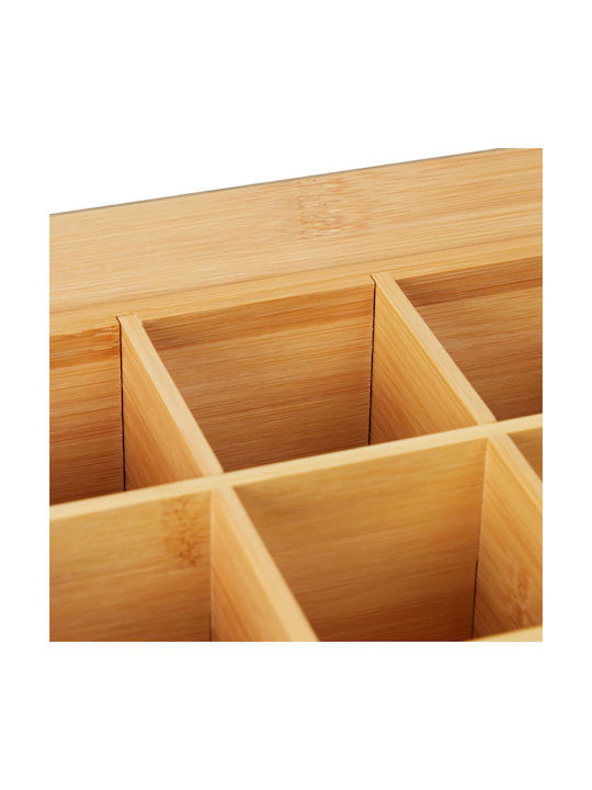 Relaxdays Box for Tea with Lid Wooden Brown 23x9x28cm