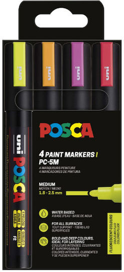 Uni-Ball Permanent Markers Neon 4pcs