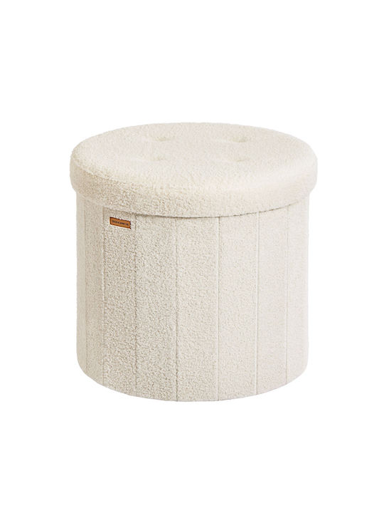 Stool For Living Room With Storage Space Wooden Ecru 47x47x45cm