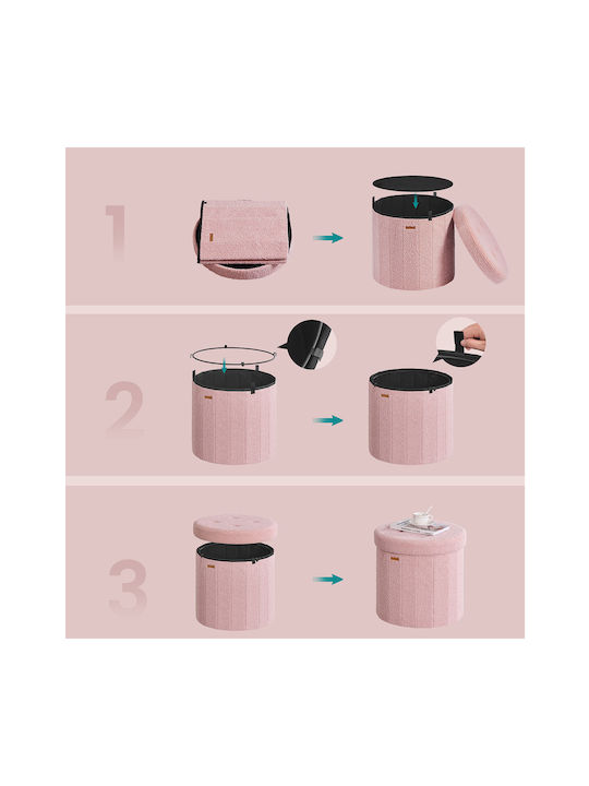 Stool For Living Room With Storage Space Wooden Pink 47x47x45cm