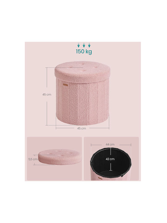 Stool For Living Room With Storage Space Wooden Pink 47x47x45cm