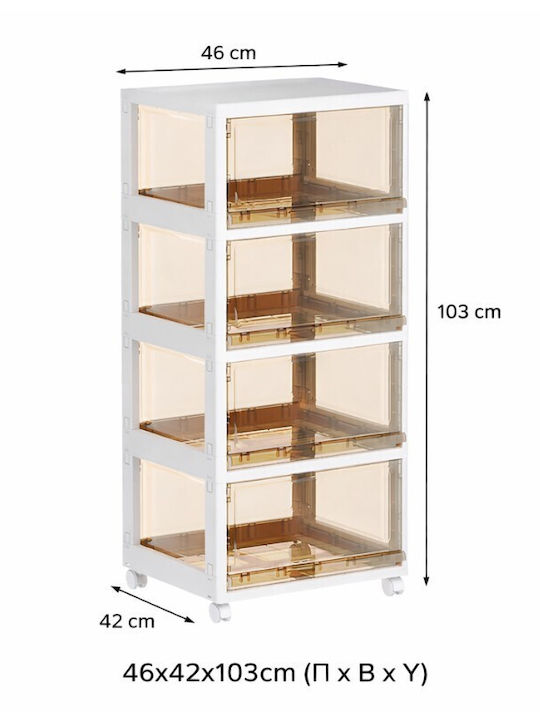 Vesta Plastic Drawer Unit 4 Tiers White 46x42x103cm
