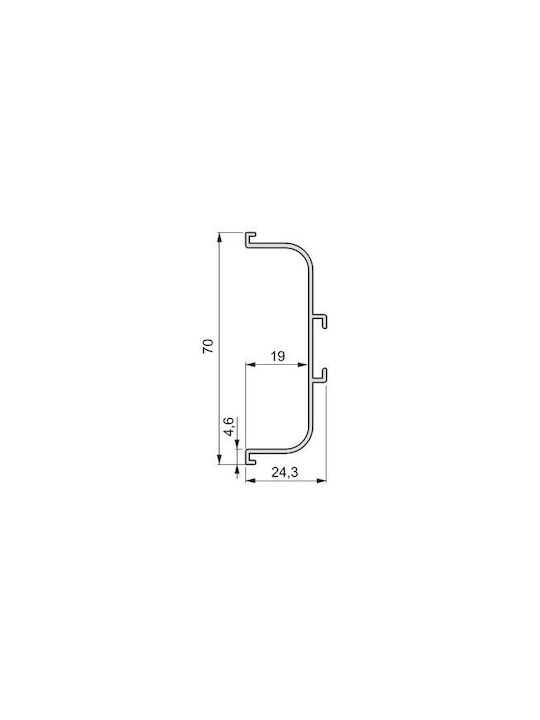 Προφιλ Gola C Διπλο Κεντρικο Emuca 3900mm Ασημί