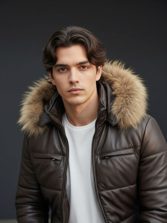 Lederjacke Winter Jacke Dark Brown