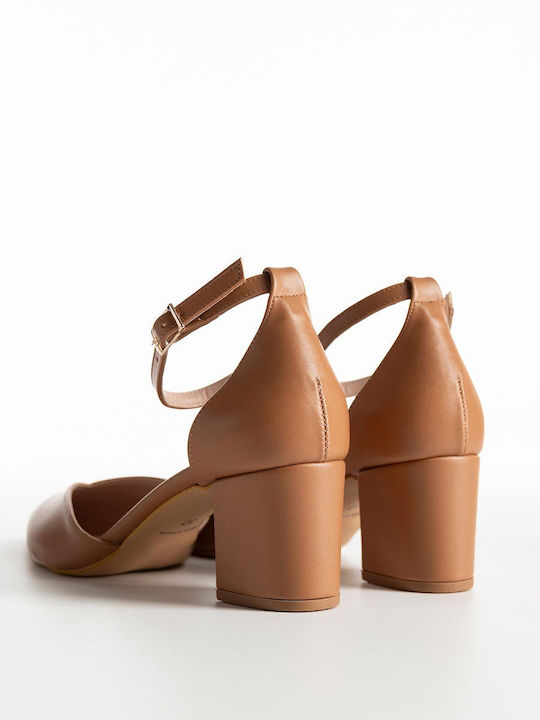 Pumps mit Riemchen & Chunky mittelhoher Absatz Tabac Braun