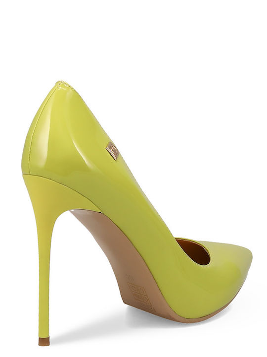 Patent Leather Pointed Toe Yellow Heels