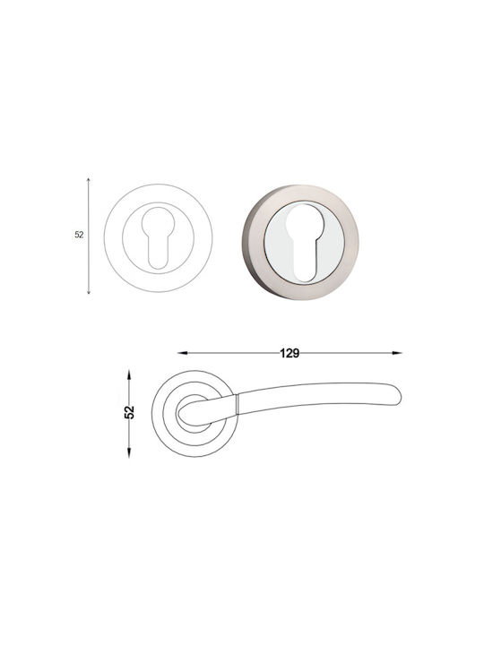 Frans Middle Door Handle Nickel Matte