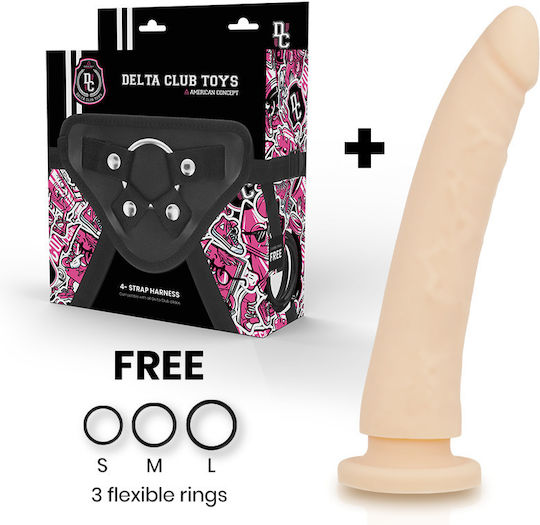 Delta Club Toys Gurtzeug + Dong Fleisch Silikon 23 Cm O 4.5 Cm
