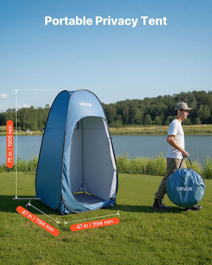 Vevor Σκηνή Camping Pop Up Τουαλέτας Μπλε 3 Εποχών 119.4x119.4x190εκ.