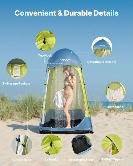 Vevor Camping Toilet Tent Blue 3 Seasons 139.7x139.7x218cm