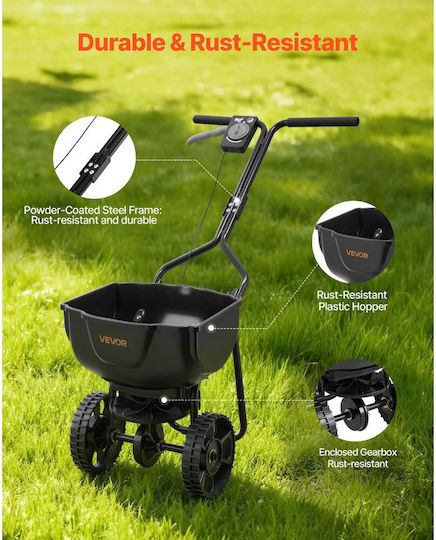 Vevor TCSBJ15LBS102LAD1001V0 Wheeled Seed/Fertilizer Distributor with Capacity 59kg