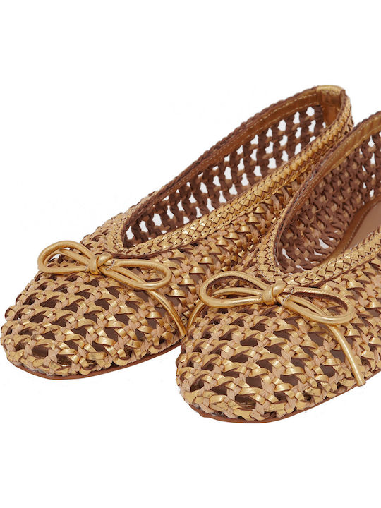Leather Ballerinas Gold