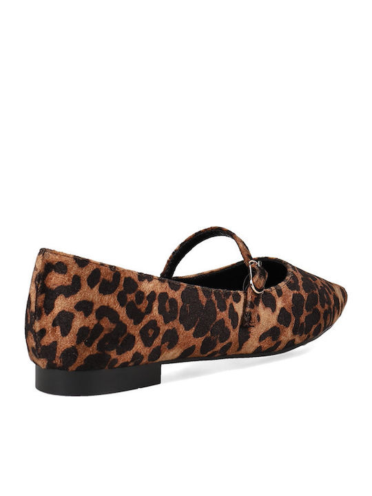 Pointy Leopard Ballerinas Brown