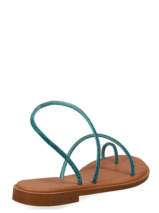 Women's Flat Sandals in Turquoise Color