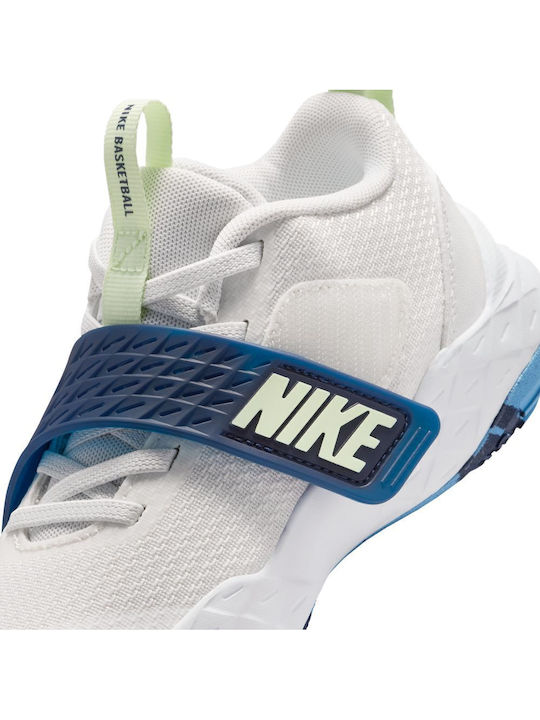 Team Hustle D 12 Kids Sports Basketball Shoes With Hoop & Loop Closure White