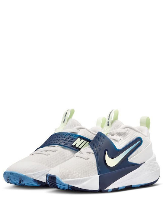 Team Hustle D 12 Kids Sports Basketball Shoes With Hoop & Loop Closure White