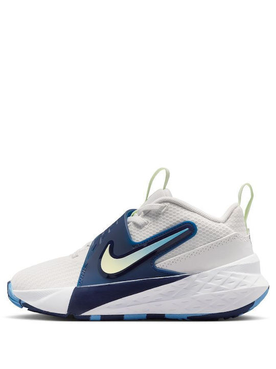 Team Hustle D 12 Kids Sports Basketball Shoes With Hoop & Loop Closure White