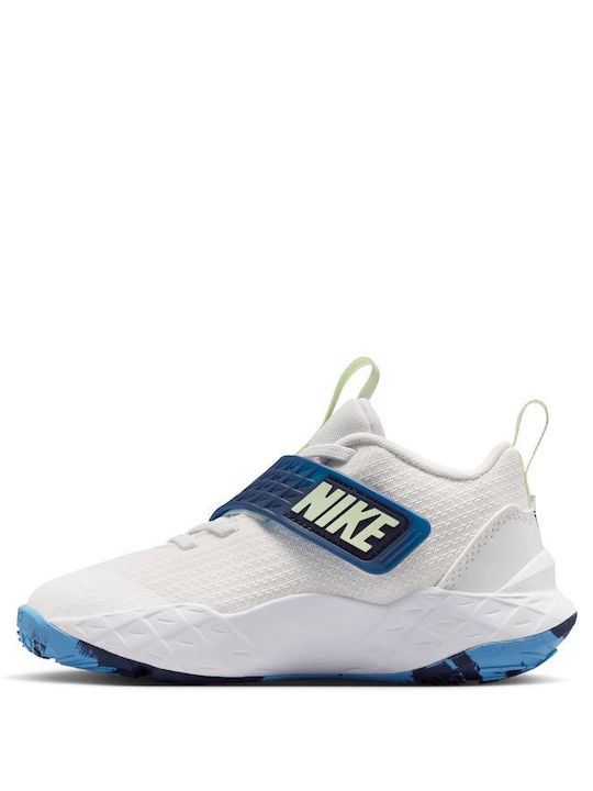 Team Hustle D 12 Kids Sports Basketball Shoes With Hoop & Loop Closure White
