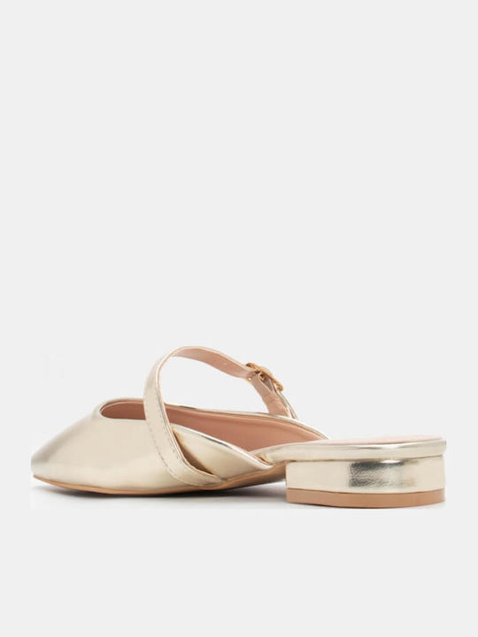 Flat Mules in Gold Color