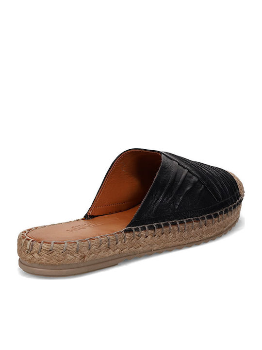 Lederne Damen Espadrilles in Schwarz Farbe