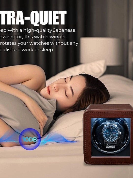 Cutie Automată De Întors Ceasuri Iuni Întorcător Ceas Material Piele Ecologică Maro