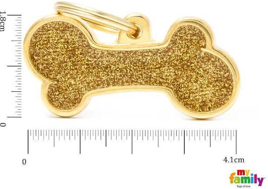 My Family SHINE Dog ID Bone Gold Metal