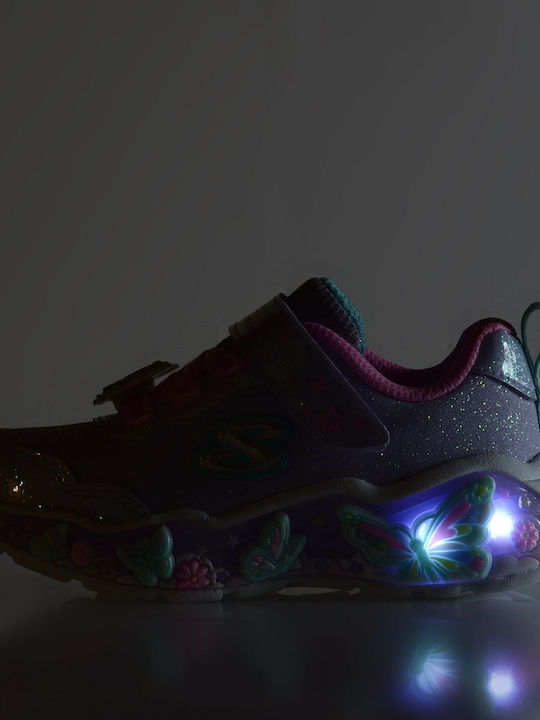 Kids Sneakers with Hoop & Loop Closure and Lights Purple