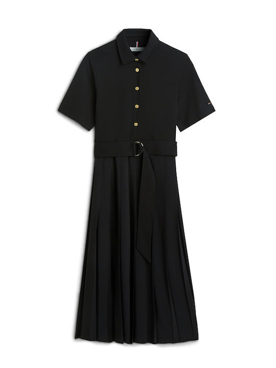 Summer Midi Shirt Dress Black