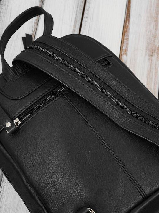 Leather Women's Bag Backpack Black