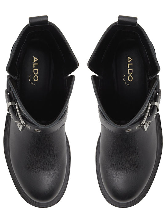Leder Damen Stiefeletten Schwarz