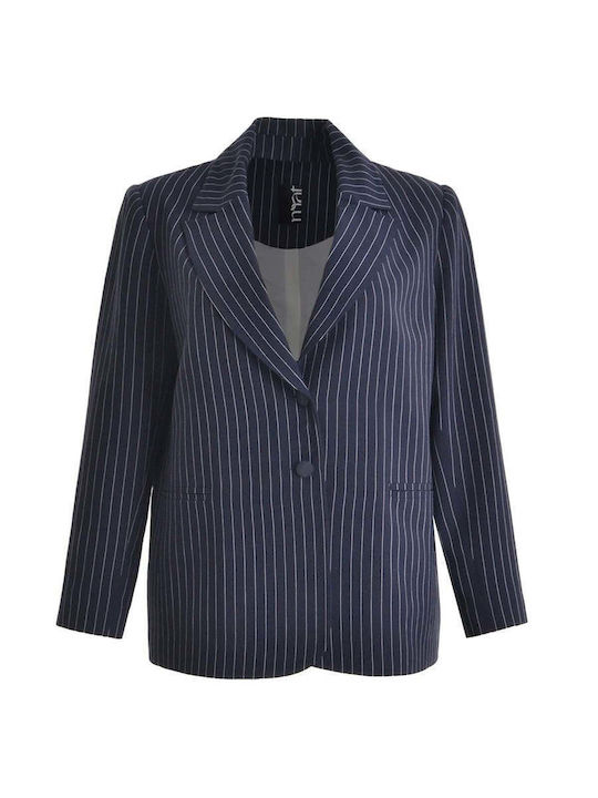 Mat Fashion Μακρύ Γυναικείο Σακάκι Μπλε