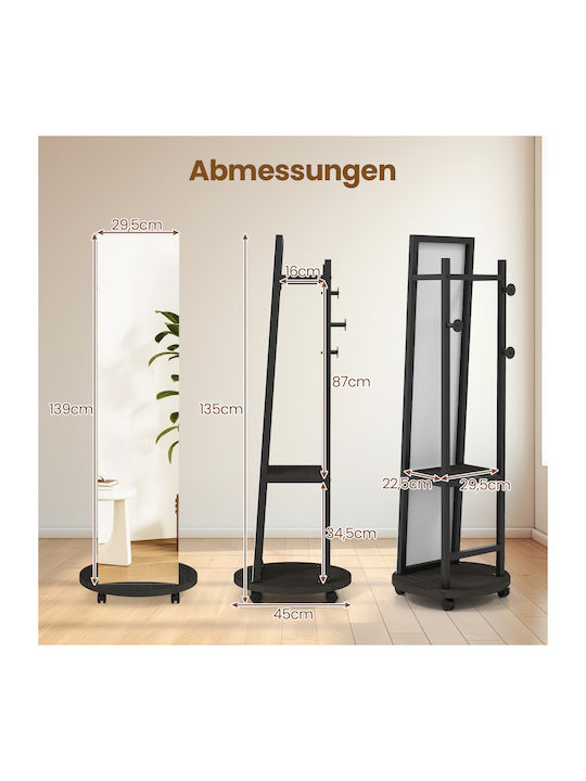 Costway Floor Mirror With Black Wooden Frame