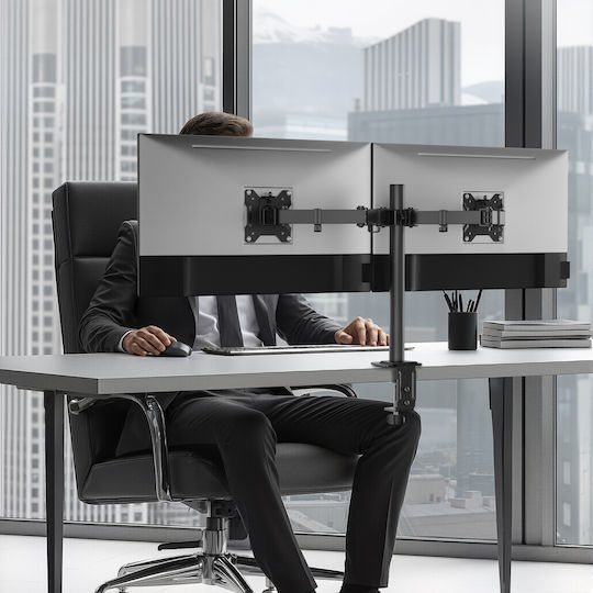 Powertech Βάση Γραφείου για 2 Οθόνες έως 32" με Βραχίονα (PT-1552)