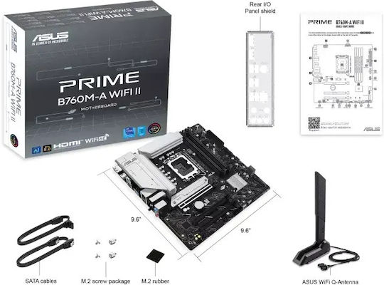 Asus Prime B760M-A WIFI II Motherboard Micro ATX with Intel 1700 Socket