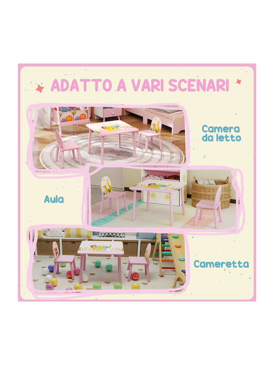 Kids Table and Chairs Set for Painting made of Wood Pink Aiyaplay