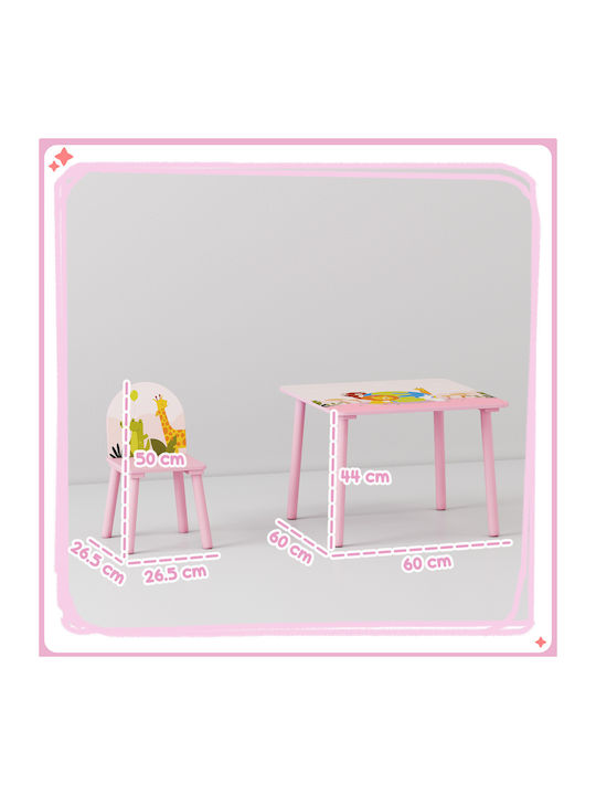Kids Table and Chairs Set for Painting made of Wood Pink Aiyaplay