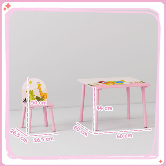 Kids Table and Chairs Set for Painting made of Wood Pink Aiyaplay