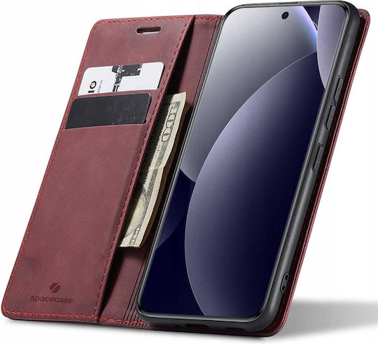 Spacecase Портмоне Кожен / Силиконов Бордо Redmi Note 15 Pro